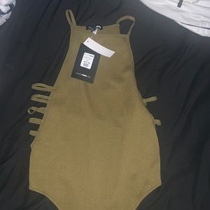 green halter top body suit